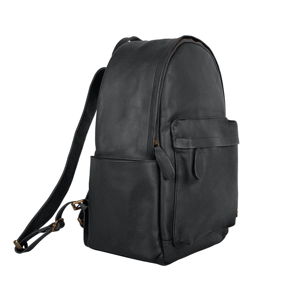 Personalised Black Leather 15 Inch Laptop Backpack By Mahi Leather | 0