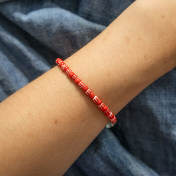 Red Candy Stripe Bead And Fish Charm Bracelet, 3 of 5