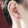 Minimalist Black Opal Huggie Hoop Threader Earrings, thumbnail 5 of 9