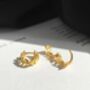 14 K Gold Plated Silver Tiny Huggie Hoop Earrings, thumbnail 5 of 6