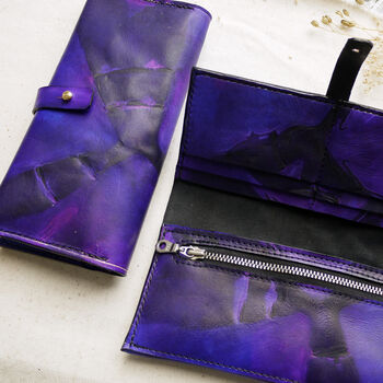Personalised Leather Purse, Tie Dye Leather, 6 of 12