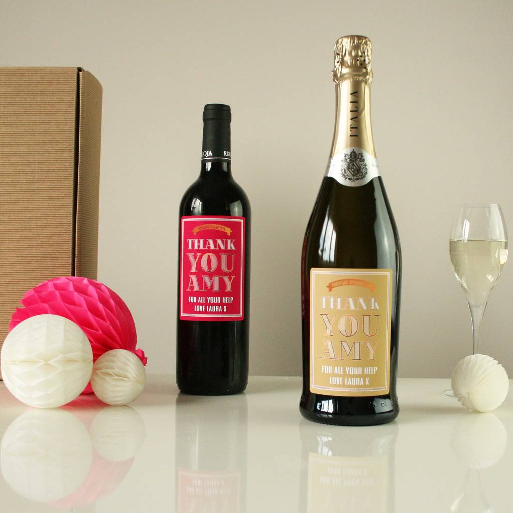 Personalised 'thank You' Wine Gift By Bottle Bazaar