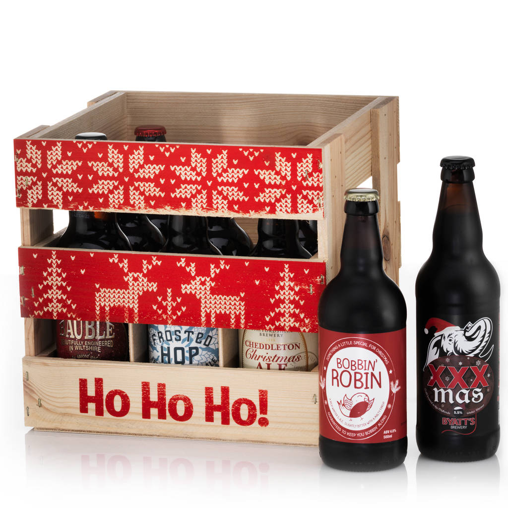 Wooden Ho Ho Ho Crate With Nine Ales