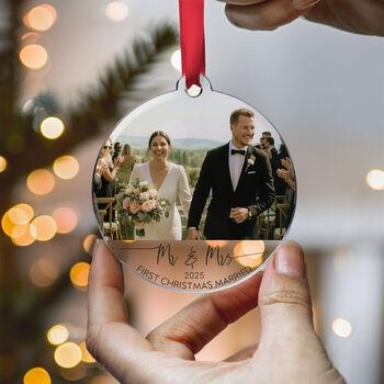 First Christmas Married 2025 Photo Ornament Mr And Mrs, 6 of 8