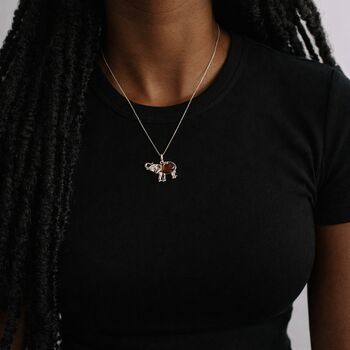Personalised Sterling Silver Amber Elephant Pendant Necklace, 2 of 8