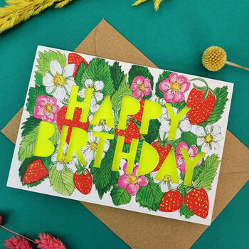 Strawberry Floral Paper Cut Birthday Card, 2 of 5