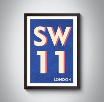 Sw11 Battersea, Clapham Junction London Postcode Print, 7 of 10