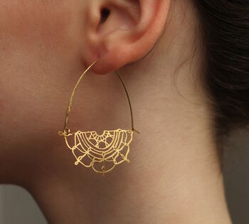 Gold Lace Filigree Hoop Earrings, 3 of 8