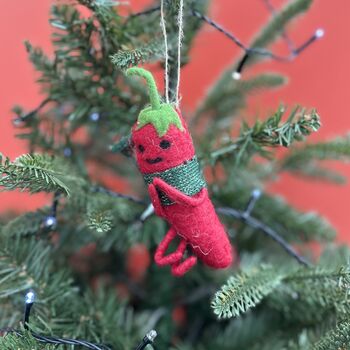 Personalised Chilli Felt Christmas Decoration, 3 of 4