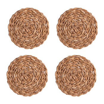 Set Of Four Round Seagrass Coasters, 2 of 4