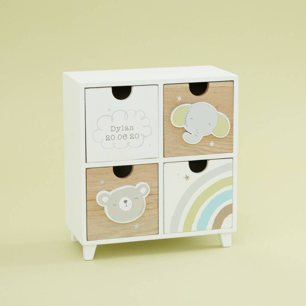 Personalised Bear And Elephant Baby Keepsake Drawers By My 1st Years