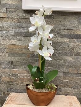 White Artificial Luxury Silk Cymbidium Orchid, 3 of 6