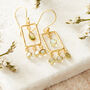 Green Peridot Hammered Gold Plated Rectangle Earrings, thumbnail 9 of 10