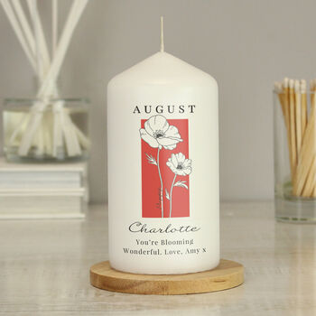 Personalised Birth Flower Pillar Candle, 8 of 12