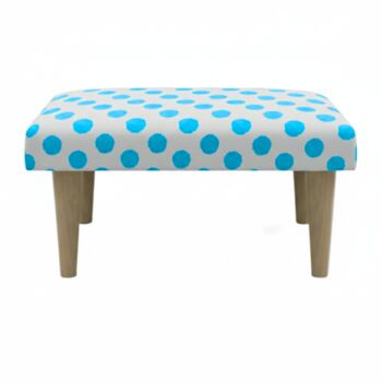 Hand Painted Upholstered Linen Square Footstool Polka Dot, 8 of 12