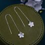 Sterling Silver Cherry Blossom Mother Of Pearl Threader Earrings, thumbnail 2 of 8