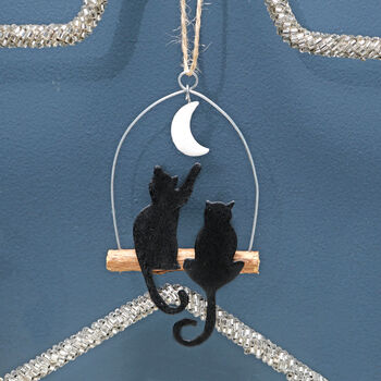 Two Black Cats And Moon Christmas Tree Decoration, 3 of 3