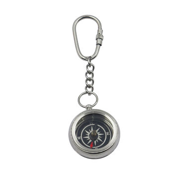 Personalised Silver Colour Compass Keyring, 10 of 12