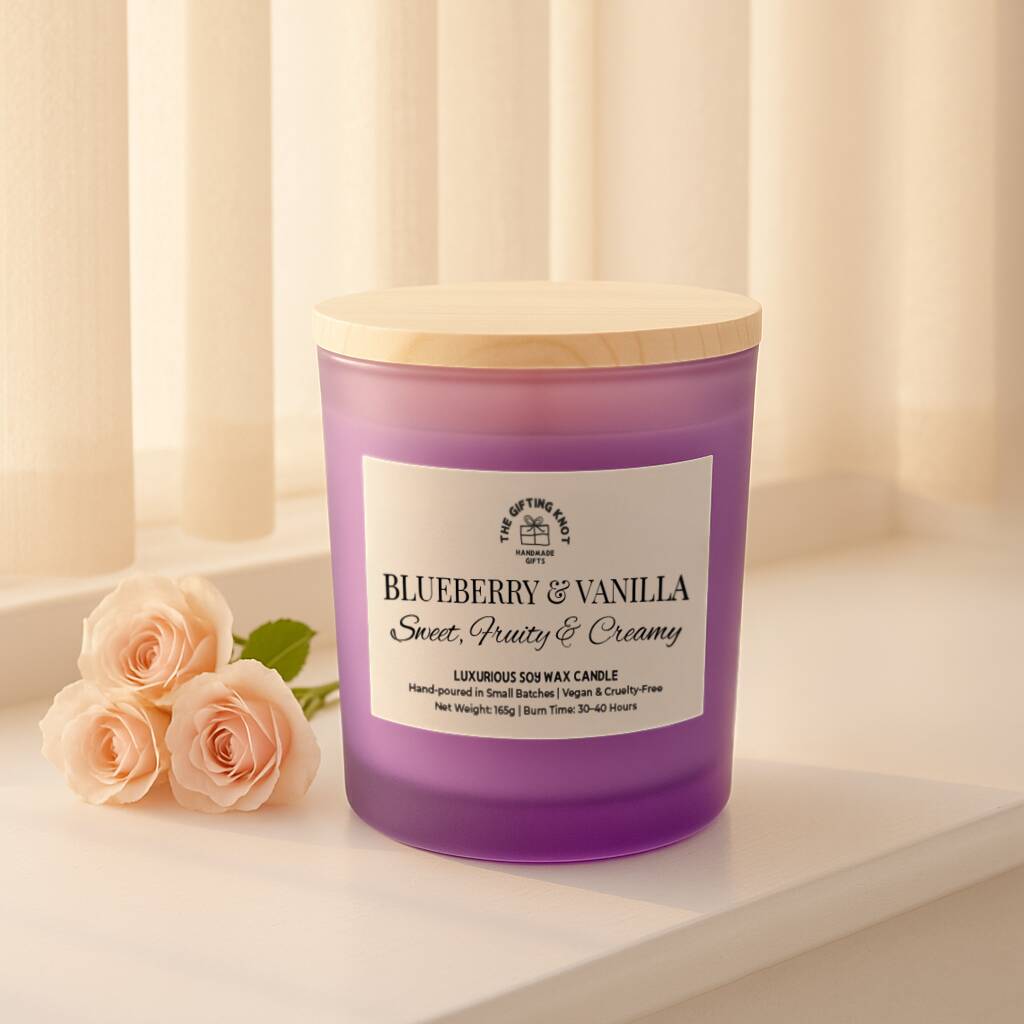 Blueberry And Vanilla Soy Wax Candle, 1 of 3