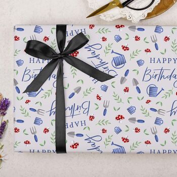 Three Sheets Of Gardening Birthday Wrapping Paper, 2 of 2