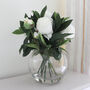 Artificial White Peony Arrangement In Globe Vase, thumbnail 4 of 6