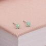 4mm Sterling Silver Aqua Opal Stud Earrings, thumbnail 1 of 8