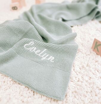 Personalised Knitted Cotton Baby Blanket, 10 of 11