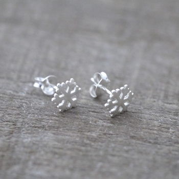 Personalised Sterling Silver Snowflake Earrings, 9 of 12