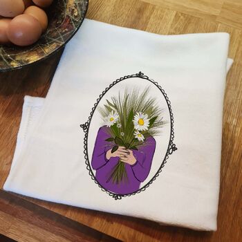 Personalised April Birth Flower Tea Towel, 5 of 9
