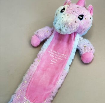 Rainbow Unicorn Long Hottie With Personalised Message, 5 of 5