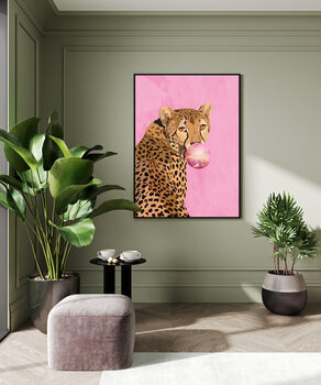 Custom Personalised Cheetah Blowing Bubble Art Print, 7 of 7