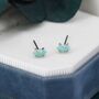 Extra Tiny Green Opal Marquise Stud Earrings, thumbnail 5 of 12