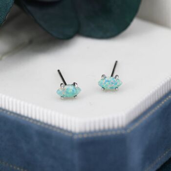 Extra Tiny Green Opal Marquise Stud Earrings, 5 of 12