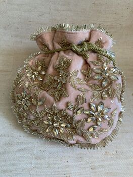 Pink Velvet Handcrafted Potli Bag, 6 of 9
