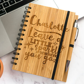 Personalised Bamboo Notebook Journal Custom Design, 5 of 5