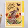 Bunny Rabbit And Poppy Happy Birthday Card, thumbnail 1 of 1