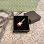 Red Guitar Lapel Pin Badge With Gift Box, thumbnail 3 of 5