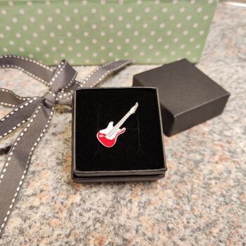 Red Guitar Lapel Pin Badge With Gift Box, 3 of 5