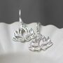 Sterling Silver Dangly Lotus Flower Earrings, thumbnail 2 of 7