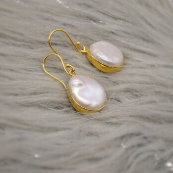 Gold Plated Sterling Silver Pearl Earrings, 2 of 8