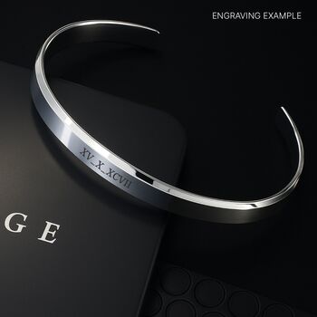 Men's Personalised Minimalist Polished Titanium Cuff Bangle, 2 of 10