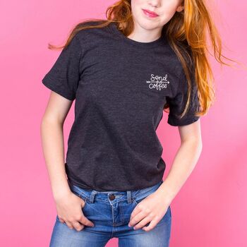 ‘Send Coffee’ Unisex Embroidered T Shirt, 2 of 9