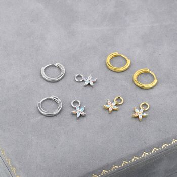 Aurora Colour Flower Cz Huggie Hoop In Sterling Silver, 4 of 12