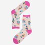 Women's Floral Bamboo Socks Pink Wild Flowers, thumbnail 1 of 2