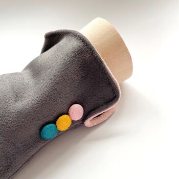Soft Grey Fabric Winter Gloves With Touchscreen Finger, 5 of 10