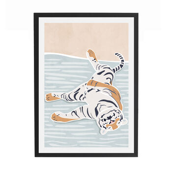 Tiger Sleeping Scandi Nursery Children's Art Print, 4 of 7