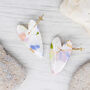 Blossom Heart Hoop Marbled Polymer Clay Dangly Earrings, thumbnail 3 of 5