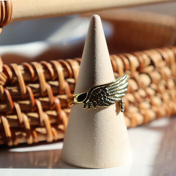 Gold Plated Angel Wings Adjustable Ring, 3 of 7