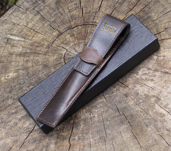 Personalised Leather Single Pen Holder With Presentation Box, 2 of 11