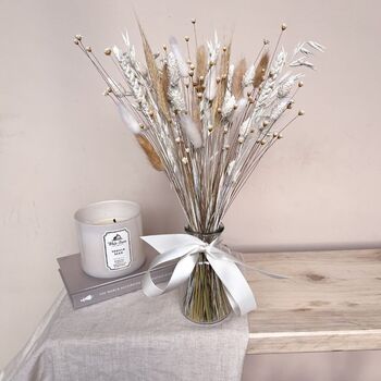 White Dried Flower Arrangement With Vase, 2 of 2